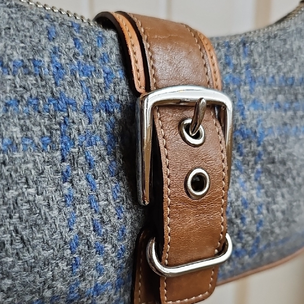 Rare Vintage 2003 Coach Soho Tweed Flap Baguette – Style #7565 – Blue/Grey - Picture 12 of 14